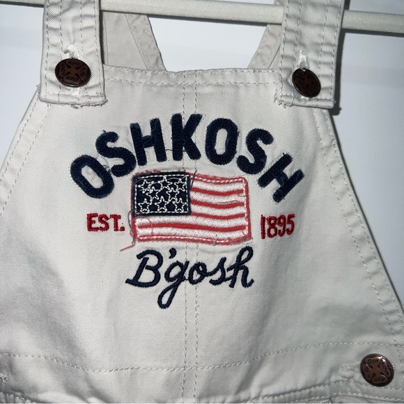 OshKosh B’gosh Vintage Toddler American Flag Denim Overall Bibs Size 24 Months - Picture 2 of 4